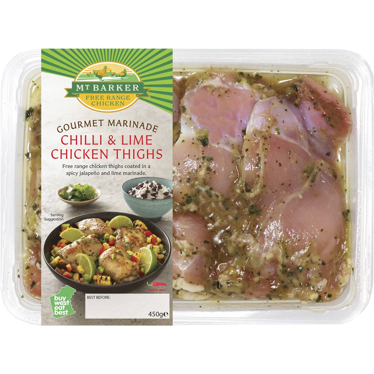 Mt Barker Chilli & Lime Chicken Thighs 450g Woolworths