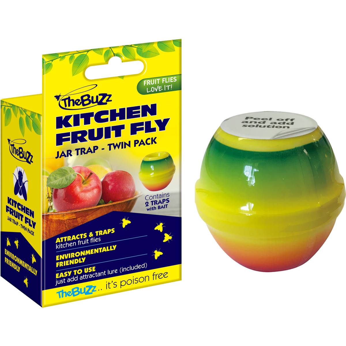The Buzz Kitchen Fruit Fly Trap 2 Pack Woolworths