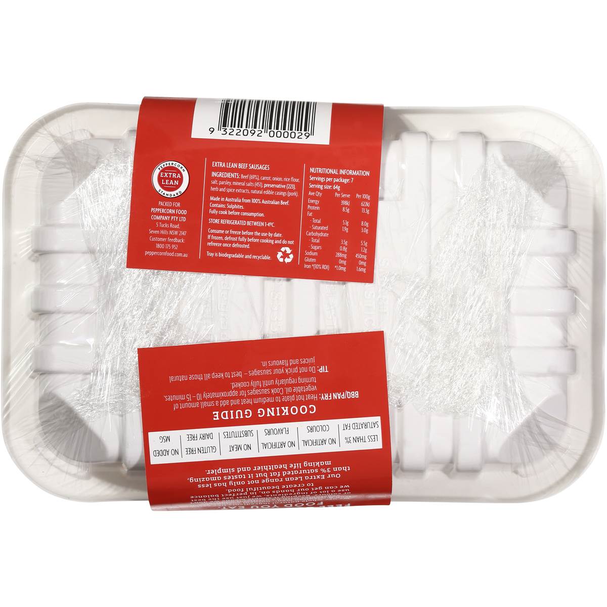 Peppercorn Beef Sausages Extra Lean 450g Woolworths