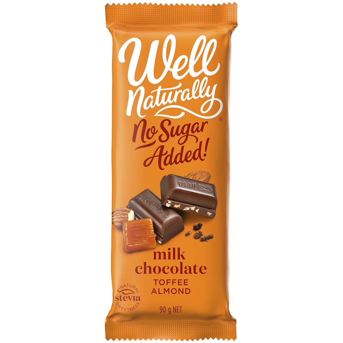 Well Naturally Milk Chocolate Toffee Almond 90g Woolworths