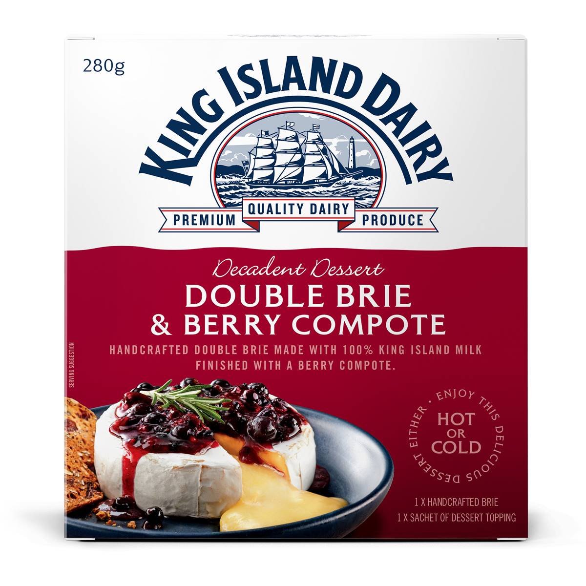King Island Double Brie & Berry Compote Decadent Dessert 280g Woolworths