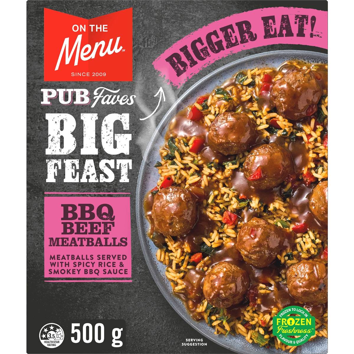 On The Menu Big Feast BBQ Meatballs With Spicy Rice Frozen Meal 500g
