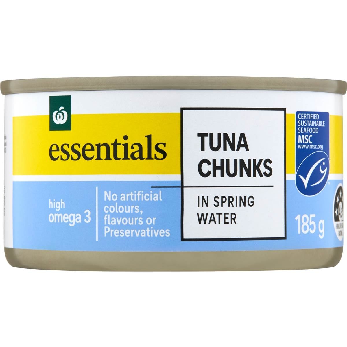 Essentials Tuna Chunks In Spring Water 185g Woolworths