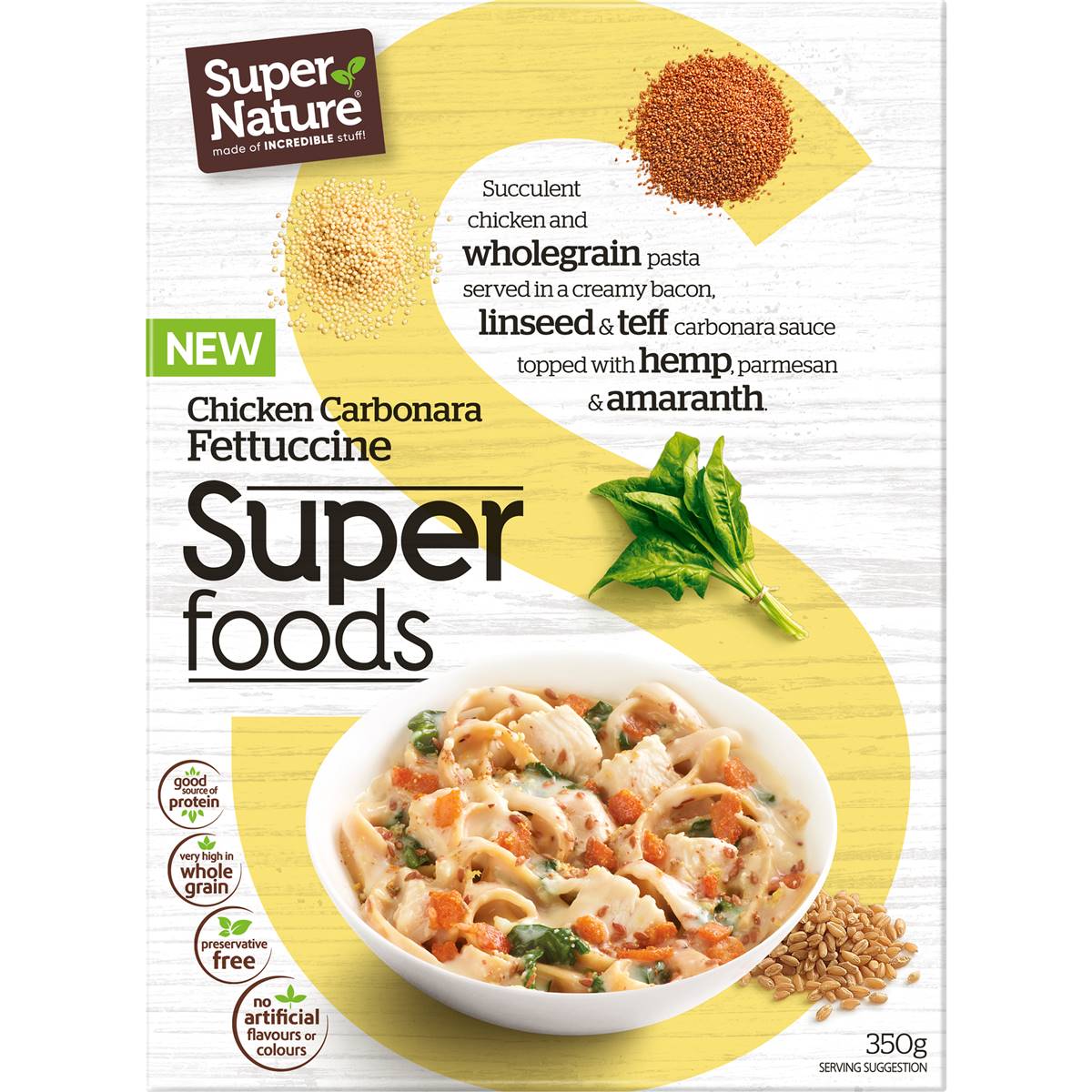 Super Nature Super Foods Carbonara Chicken Fettuccine Frozen Meal