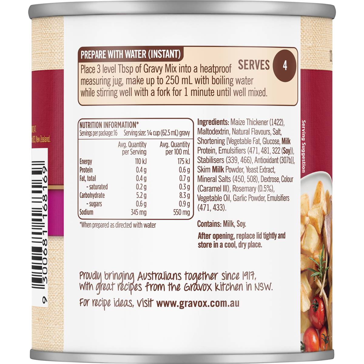 Gravox Lamb & Rosemary Gravy Mix Tin 120g Woolworths