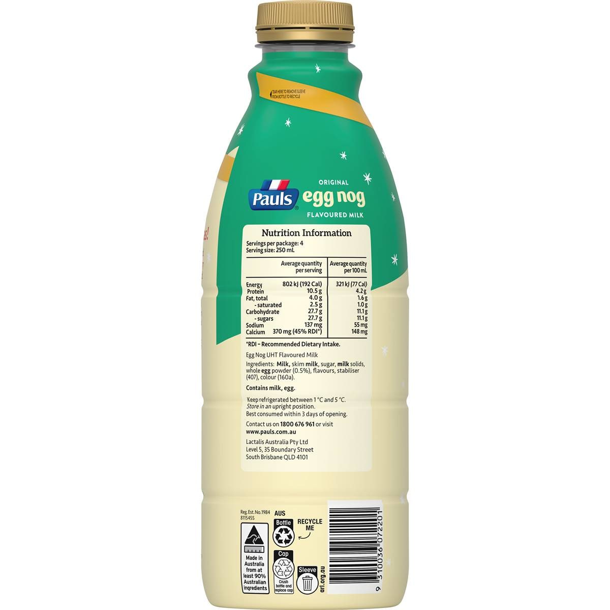 Pauls Egg Nog Original 1 L Woolworths
