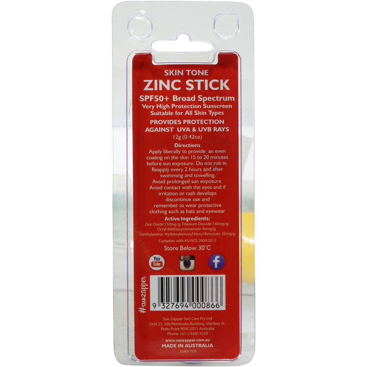 Sun Zapper Zinc Flesh 12g Woolworths