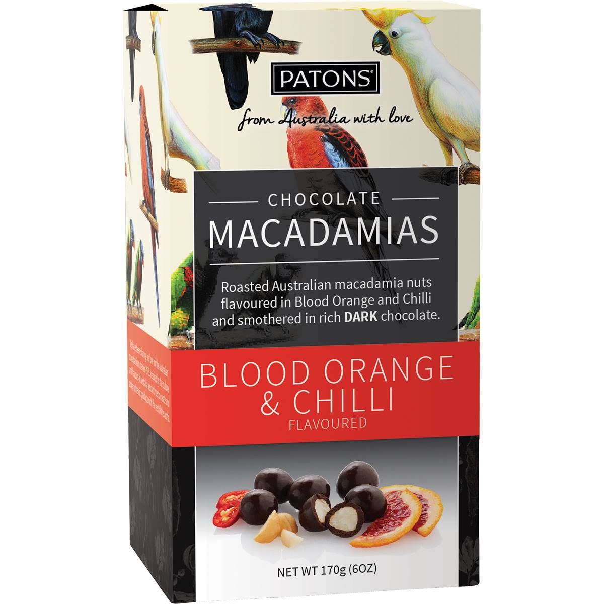 Paton's Orange & Chilli Chocolate Macadamia 170g Woolworths