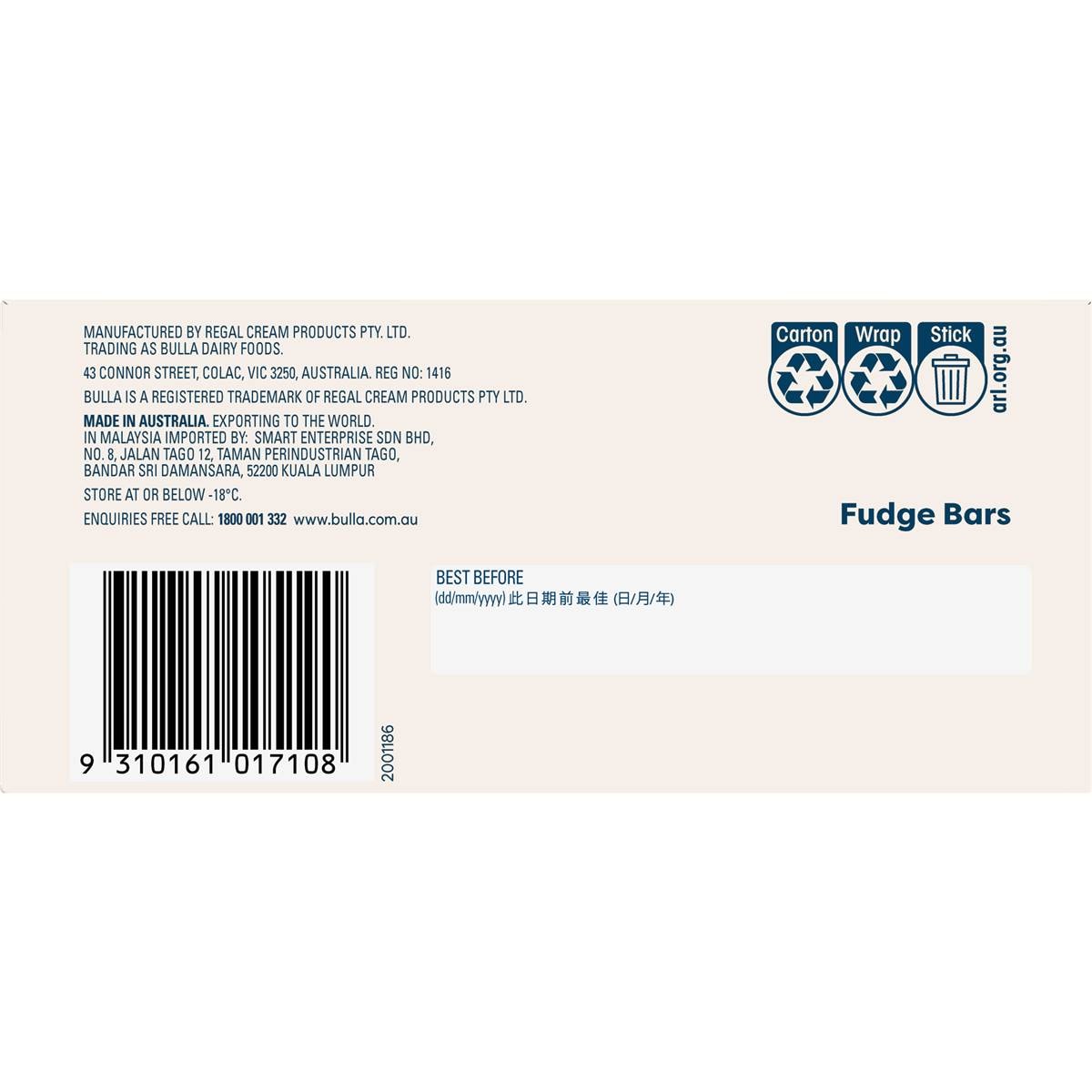 Bulla Fudge Bars 8 Pack Woolworths