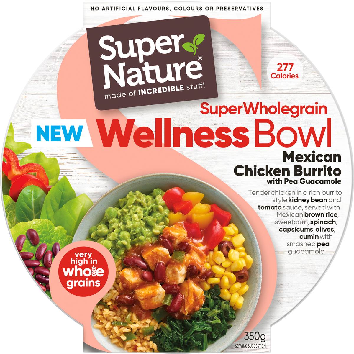 Super Nature Wellness Bowl Mexican Chicken Burrito Frozen Meal