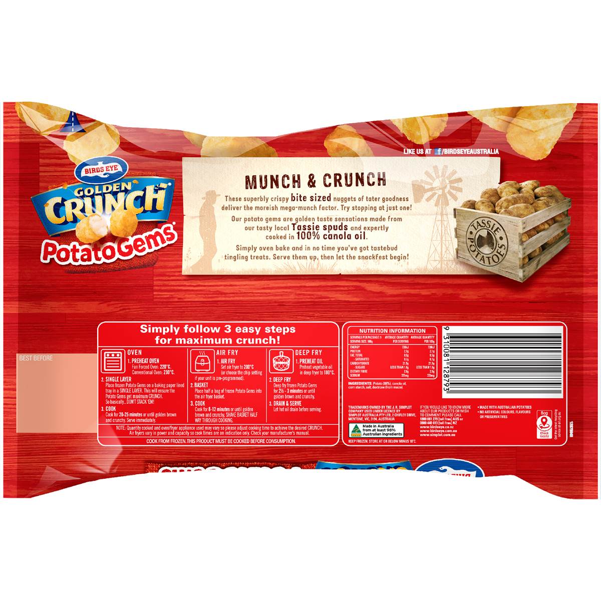 Birds Eye Potato Gems Bite Size Hash Brown 900g Woolworths