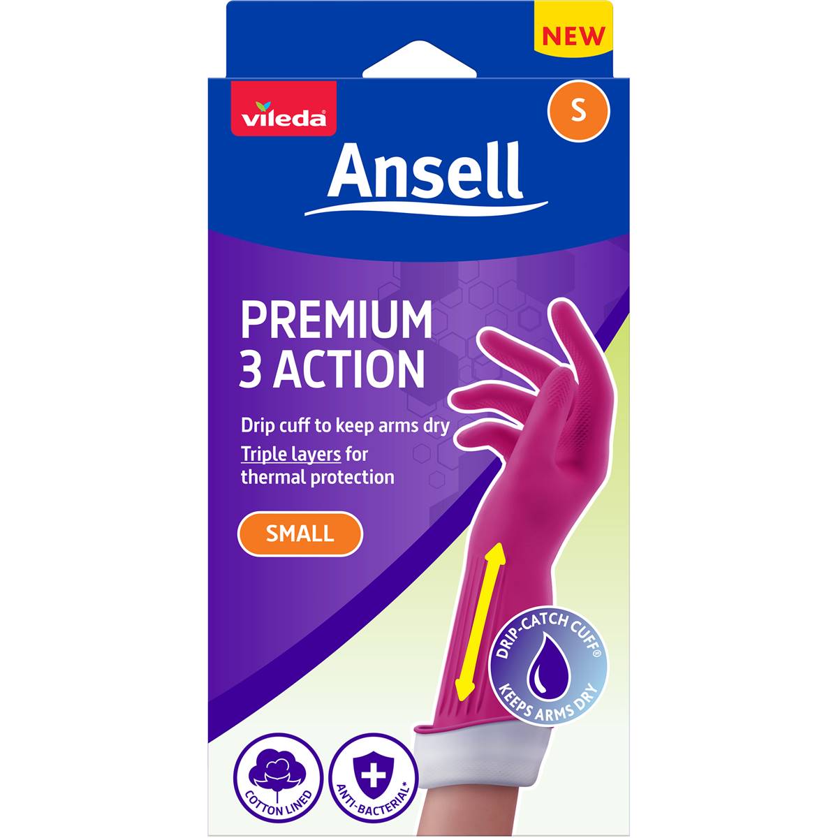 Vileda Ansell Premium 3action Gloves Large Pair