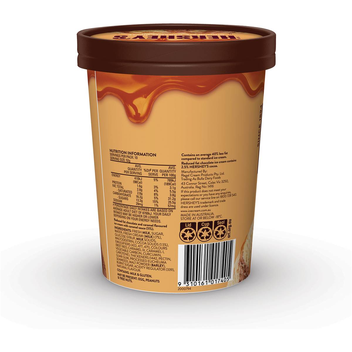 Hershey's Chocolate Caramel Ripple Ice Cream Tub 1l Woolworths