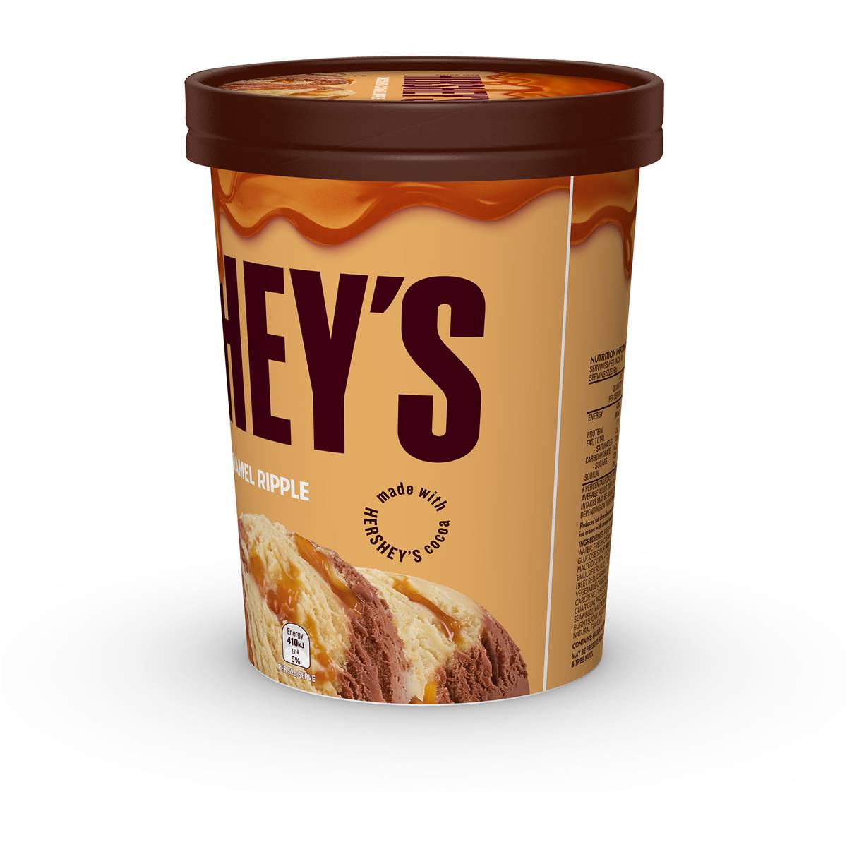 Hershey's Chocolate Caramel Ripple Ice Cream Tub 1l Woolworths
