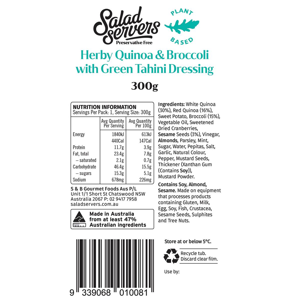 The Salad Servers Herby Quinoa & Broccoli With Green Tahini Dressing