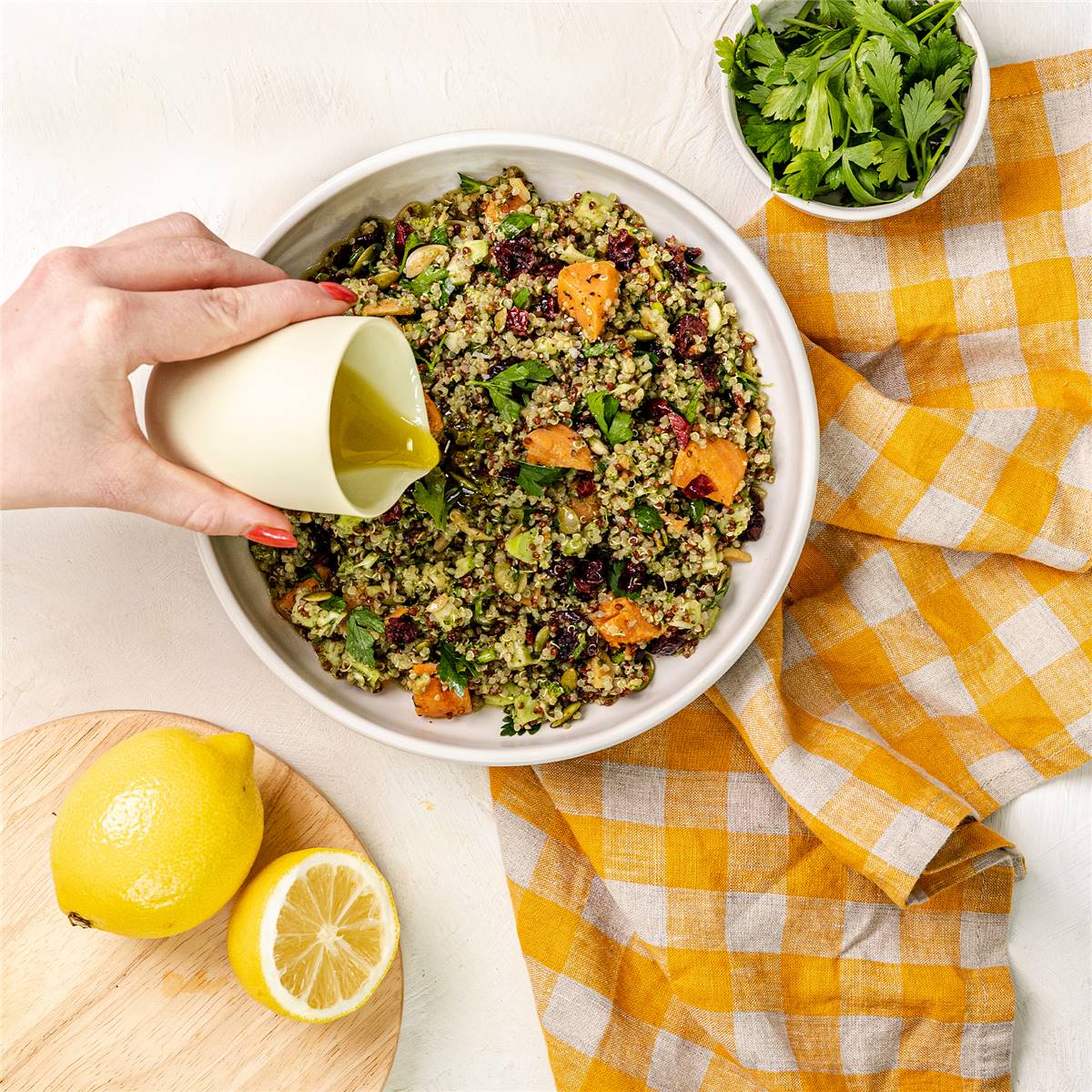 The Salad Servers Herby Quinoa & Broccoli With Green Tahini Dressing