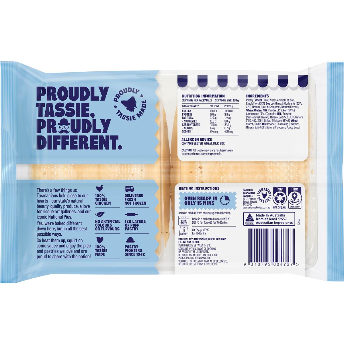 National Pies Free Range Chicken & Camembert Pie 2 Pack Woolworths