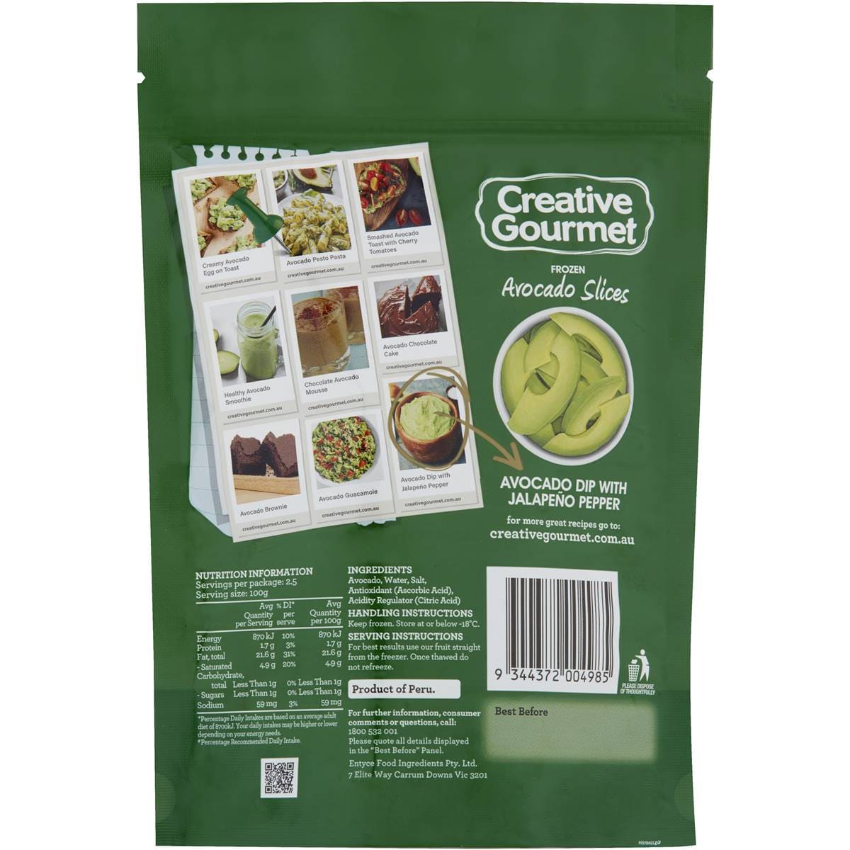 Creative Gourmet Frozen Avocado Slices 250g Woolworths