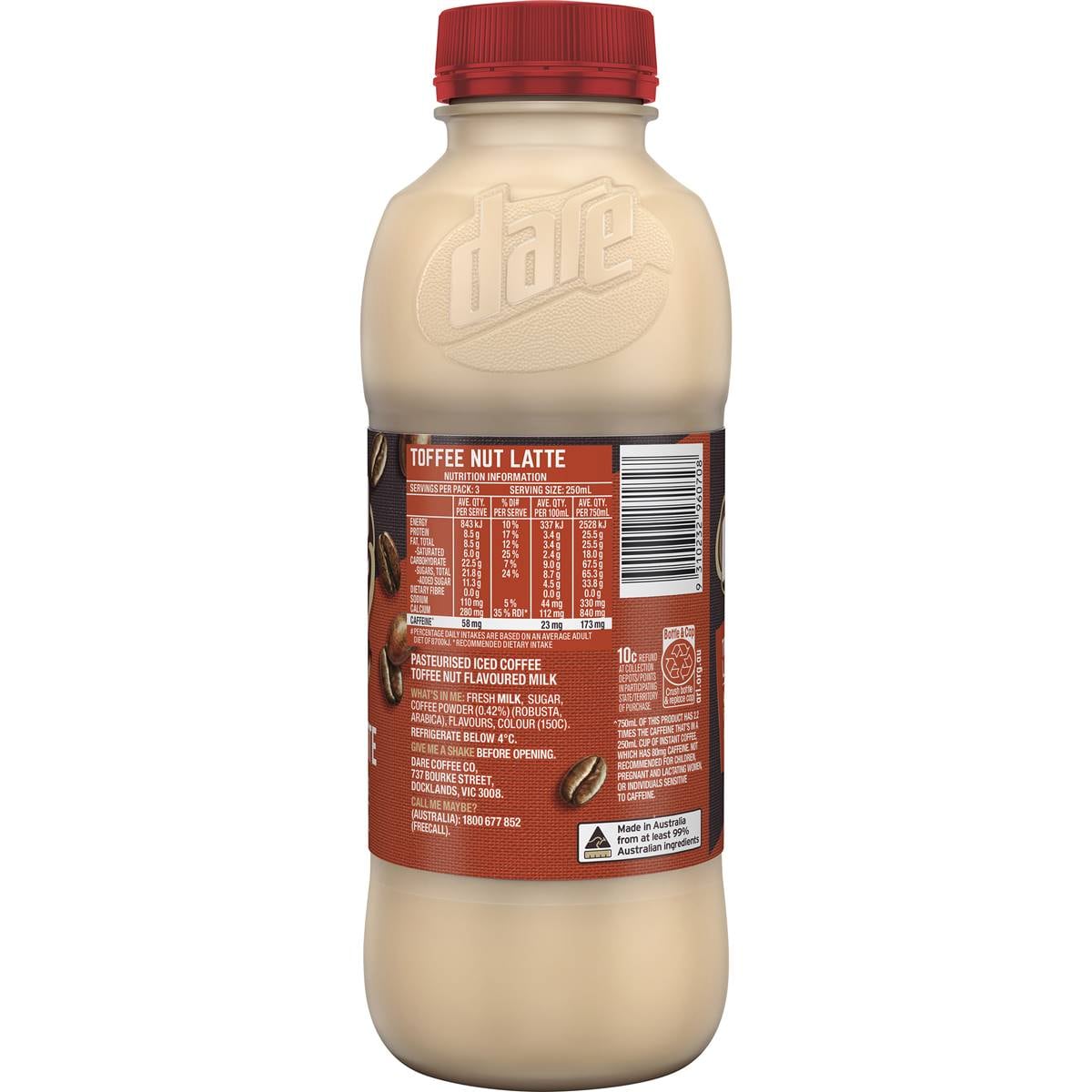 Dare Toffee Nut Latte Iced Coffee 750ml Woolworths