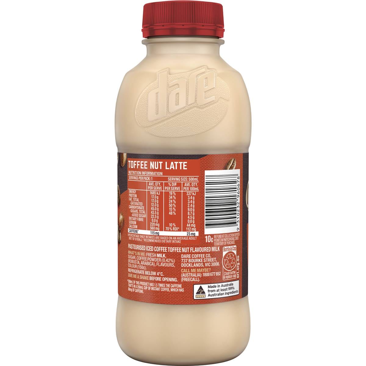 Dare Toffee Nut Latte Iced Coffee 500ml Woolworths