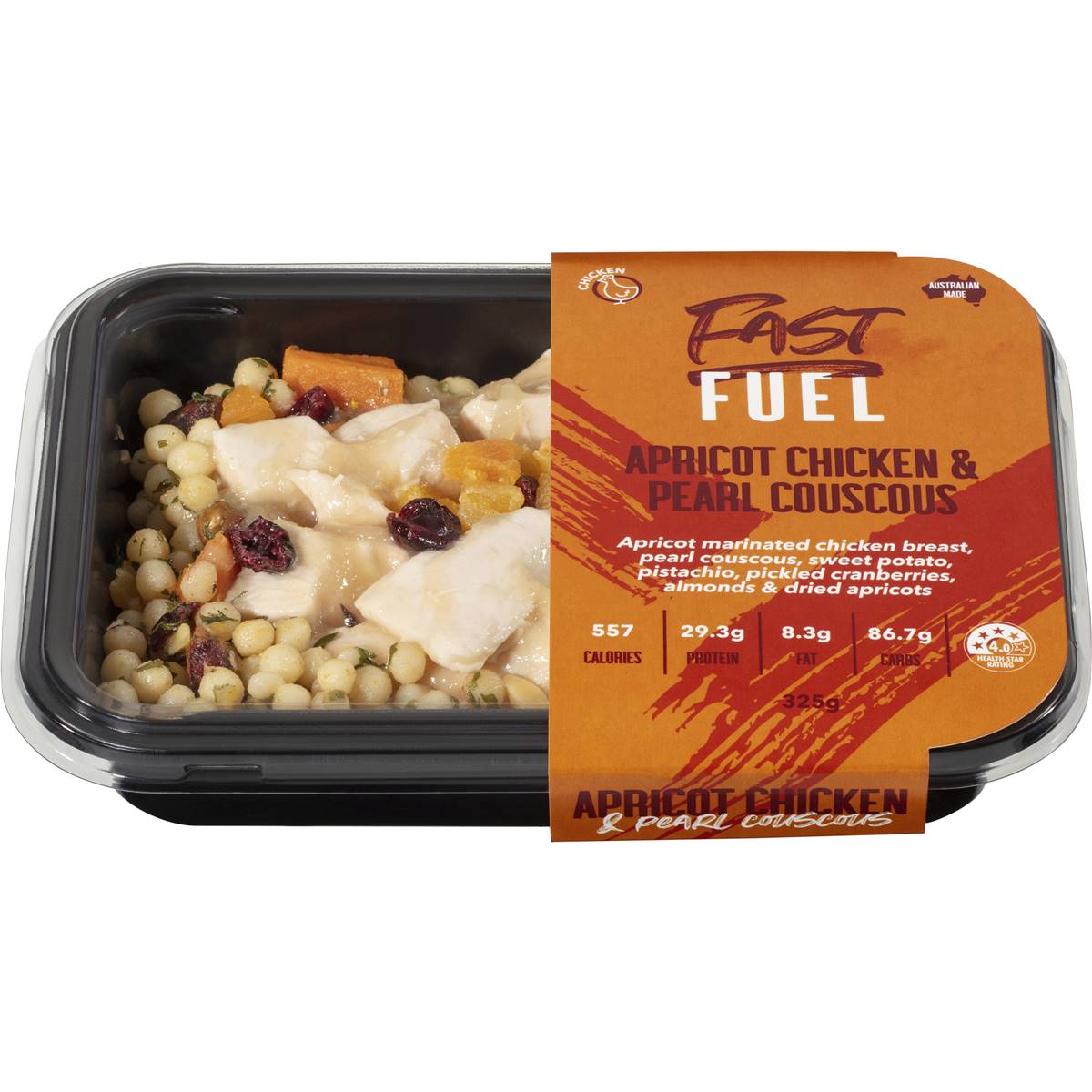 Fast Fuel Meals Chilled Apricot Chicken & Pearl Cous Cous 325g Woolworths