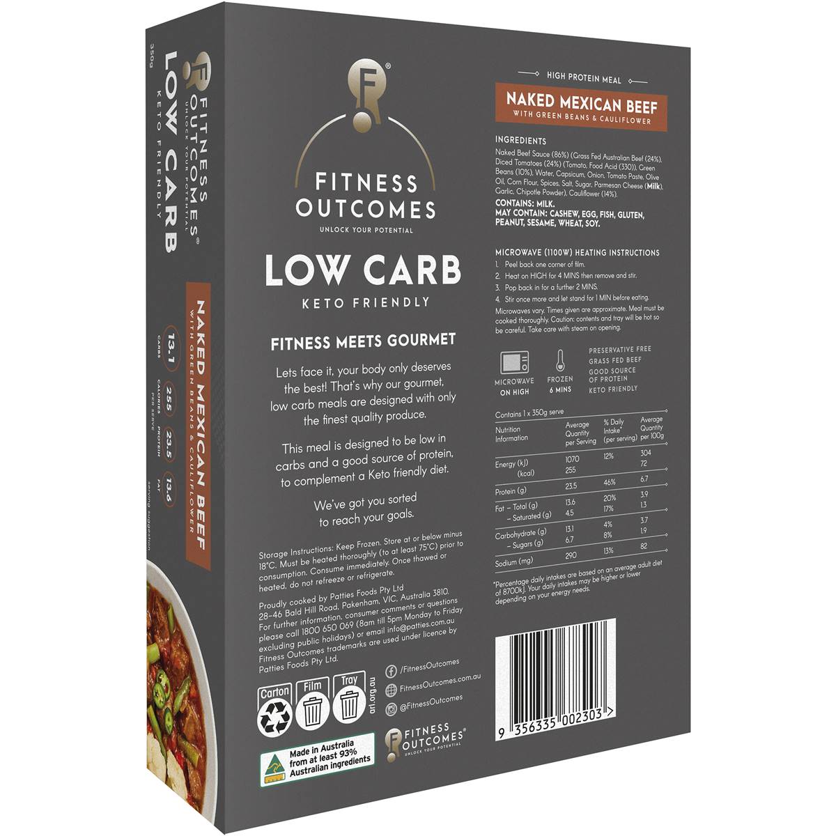 Fitness Outcomes Low Carb Naked Mexican Beef G Woolworths