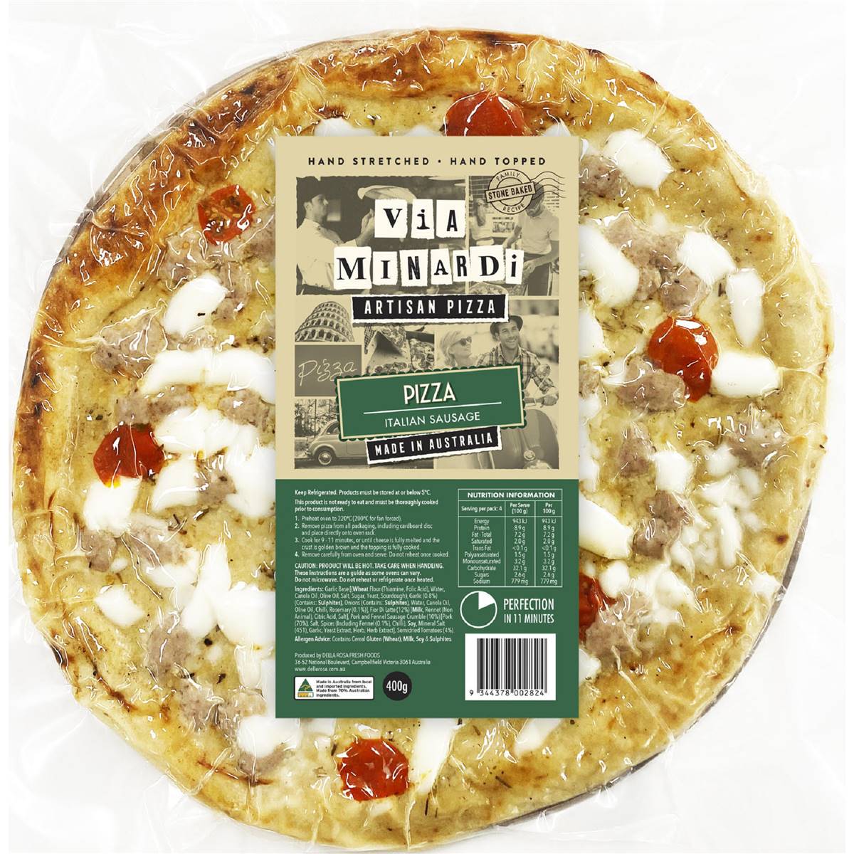 Via Minardi Italian Sausage Pizza 400g Woolworths