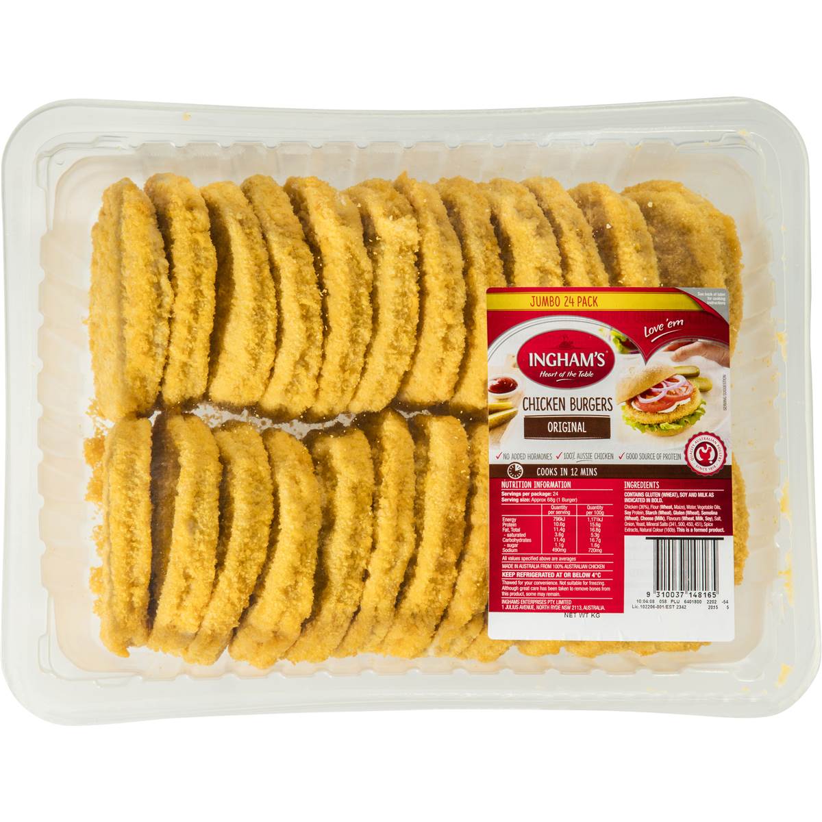 Ingham Quick Cook Crumbed Chicken Burger 1.65kg Woolworths