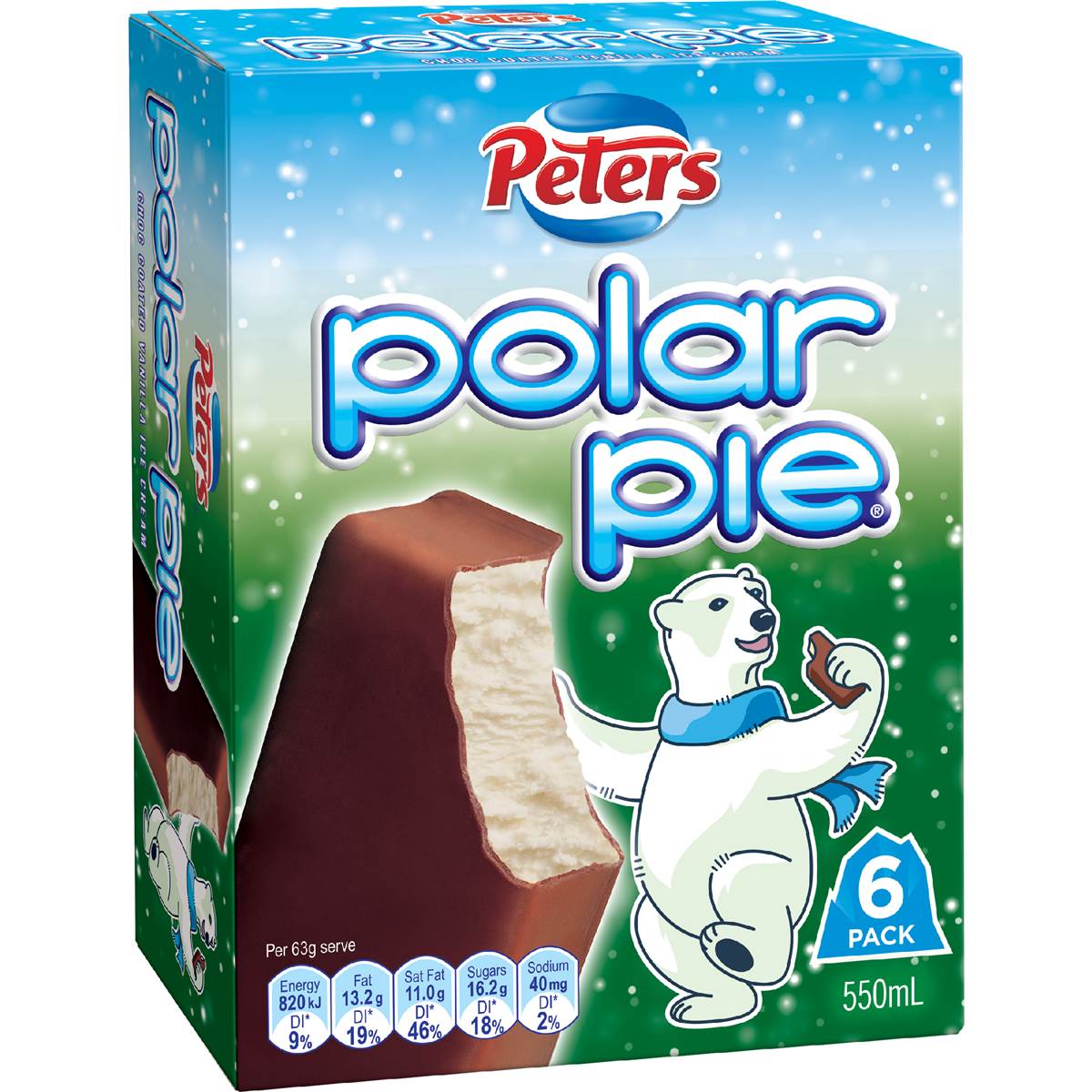 Peters Polar Pie Ice Cream Sticks 6 Pack Woolworths