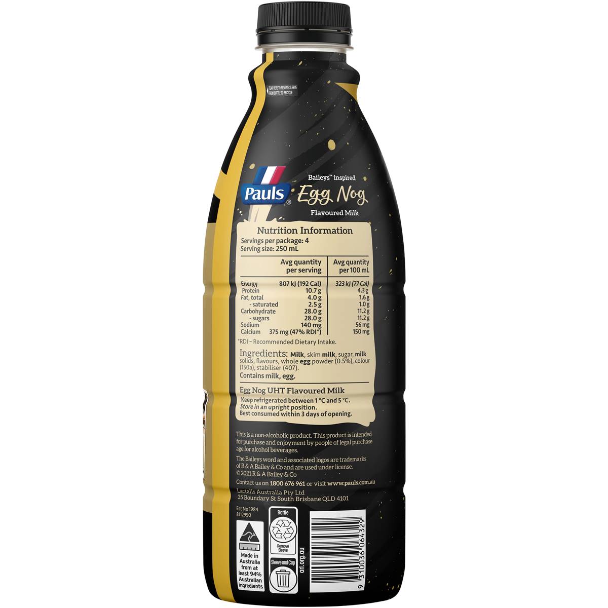 Pauls Egg Nog Baileys 1l Woolworths