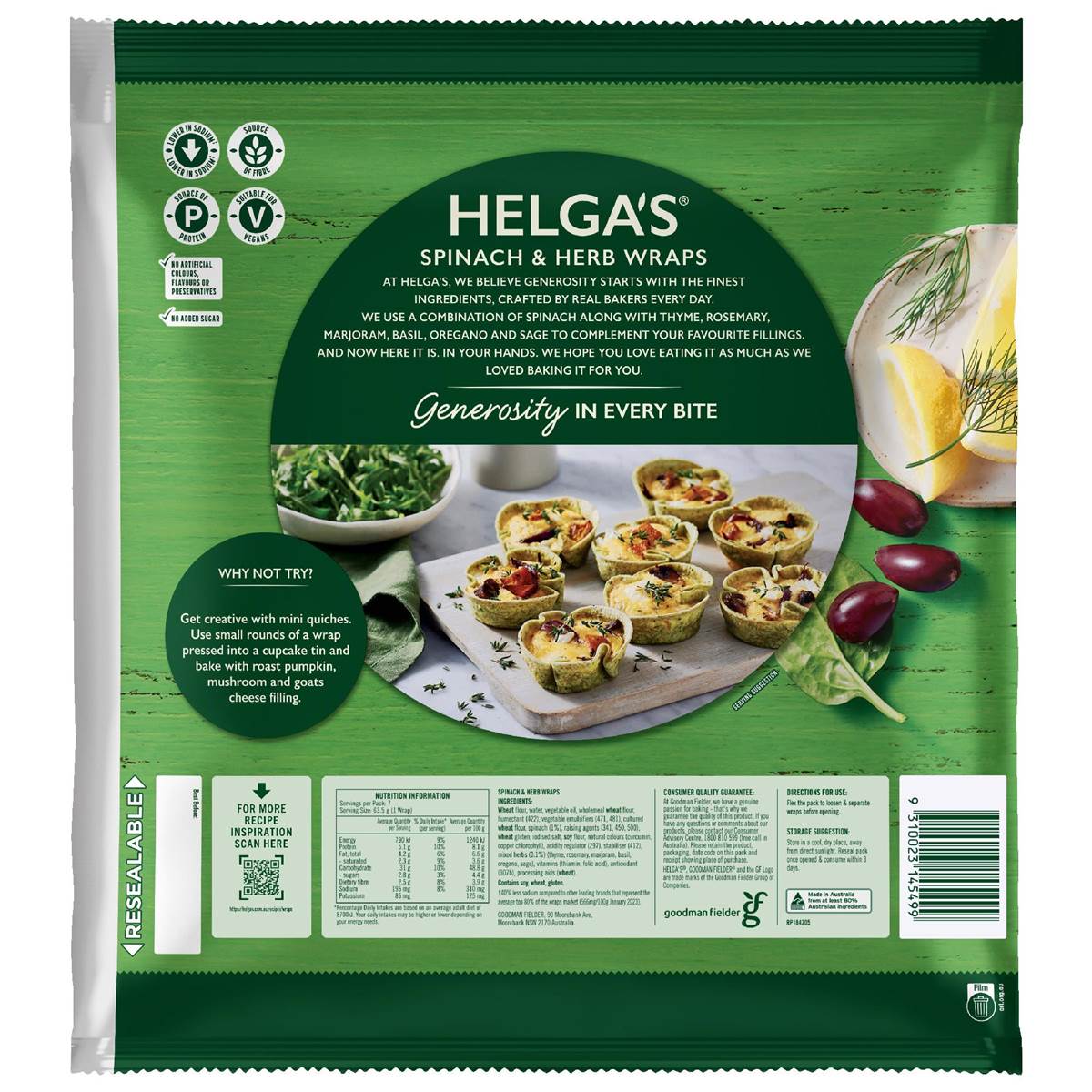 Helga's Wraps Spinach & Herb 7 Pack Woolworths