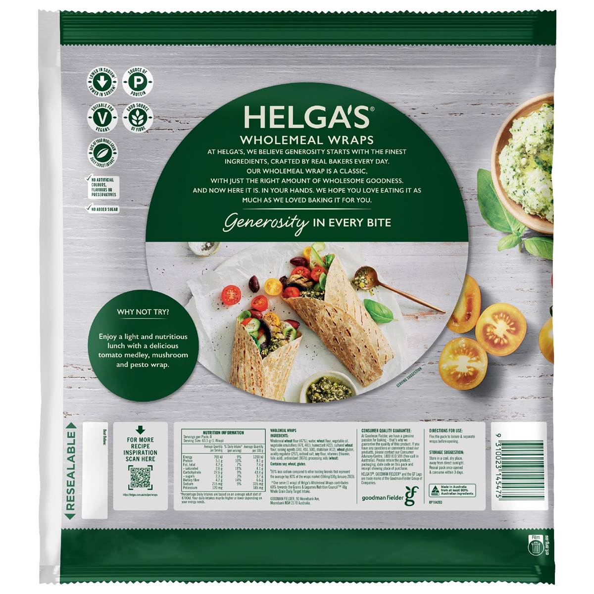 Helgas Traditional Wholemeal Wraps 8 Pack Woolworths