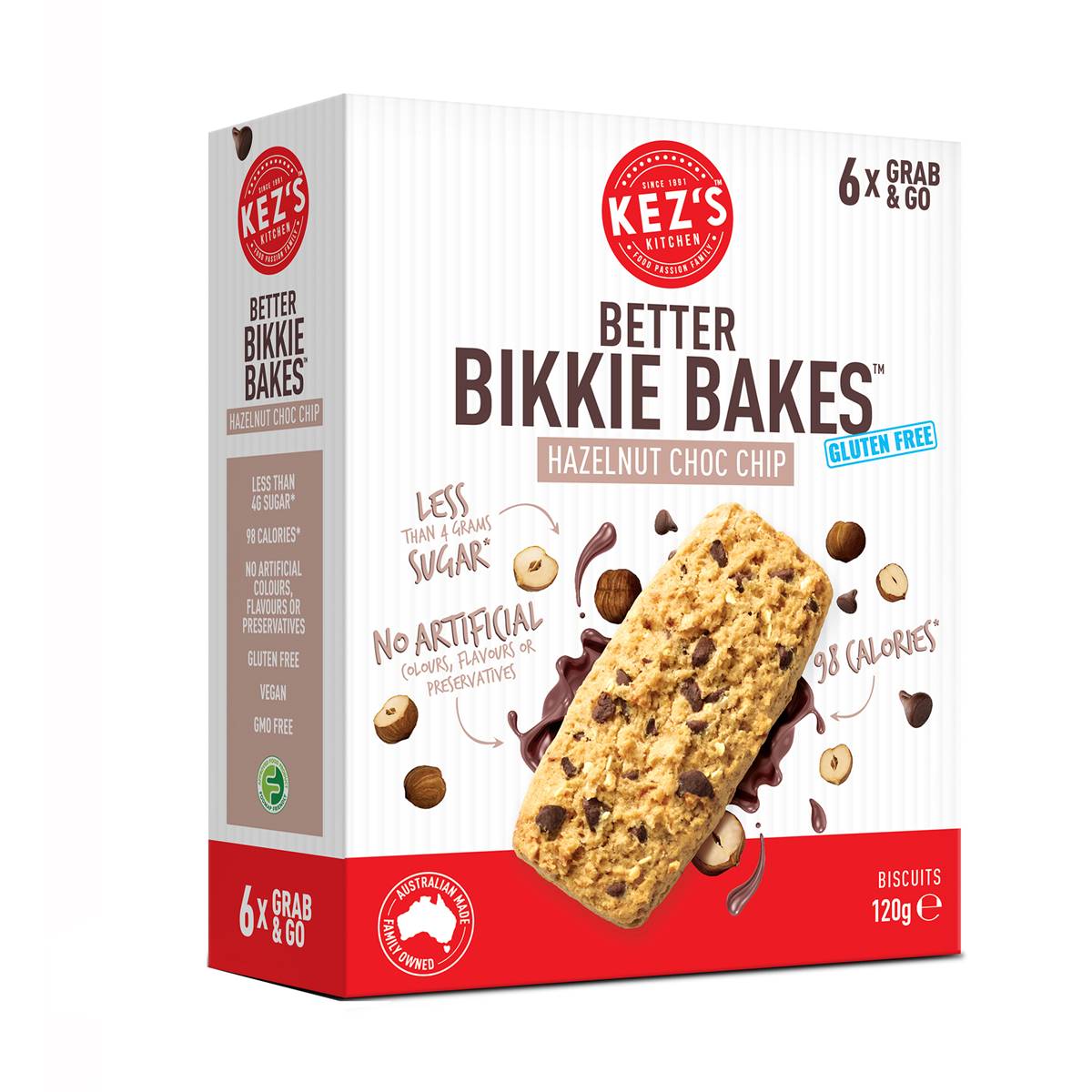 Calories in Kez's Kitchen Better Bikkie Bakes Hazelnut Choc Chip
