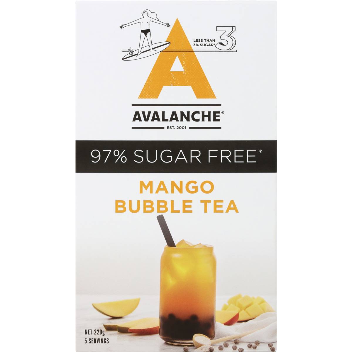 Avalanche 97 Sugar Free Bubble Tea Mango 5 Pack Woolworths