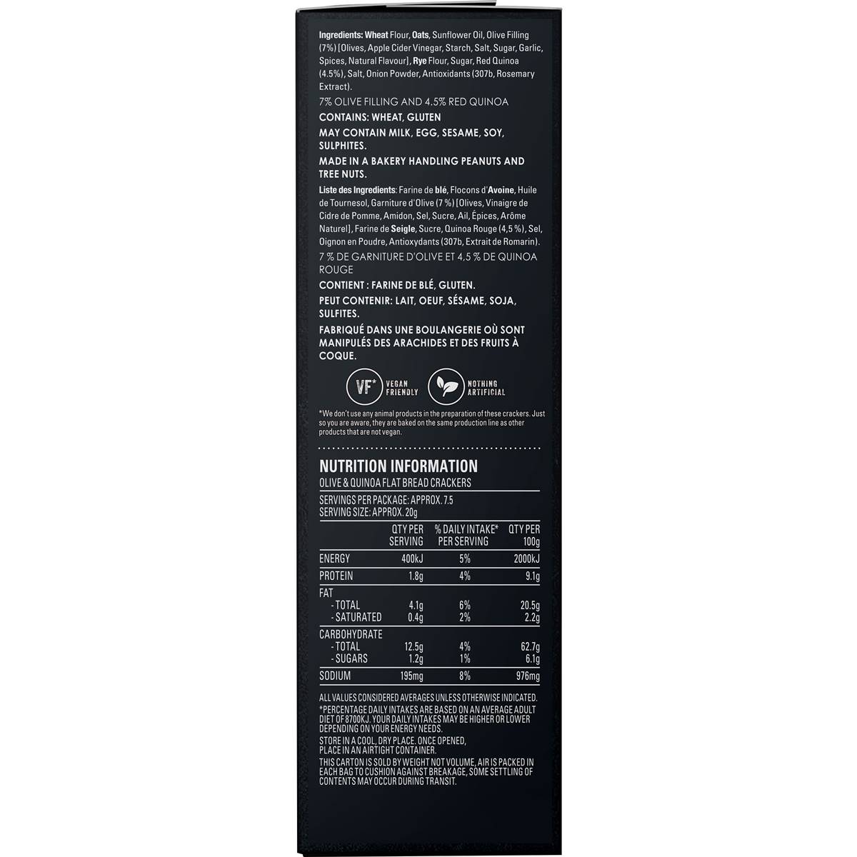 Kettle Olive & Quinoa Flat Bread Crackers 150g Woolworths