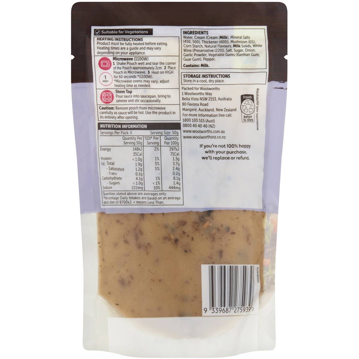 Woolworths Mushroom Sauce 200g Woolworths