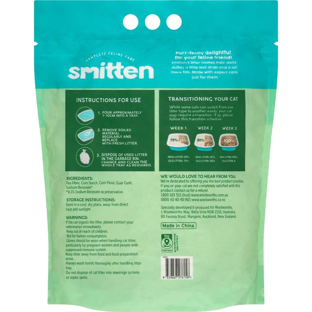 Smitten Natural Cat Litter 4kg Woolworths