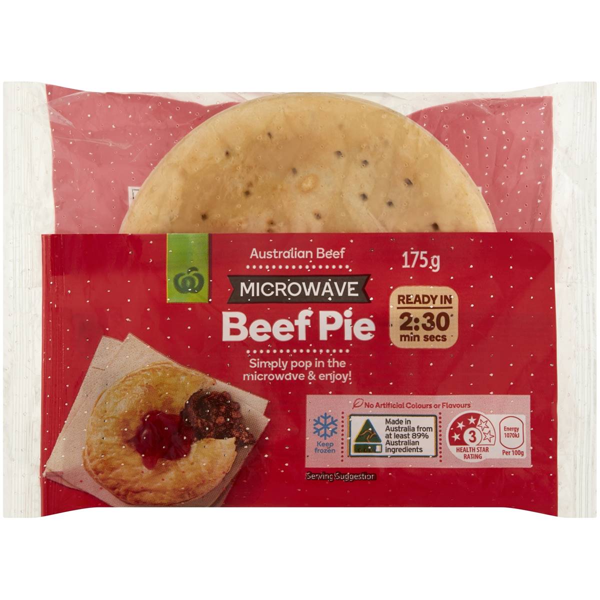 Woolworths Australian Beef Microwave Pie 175g