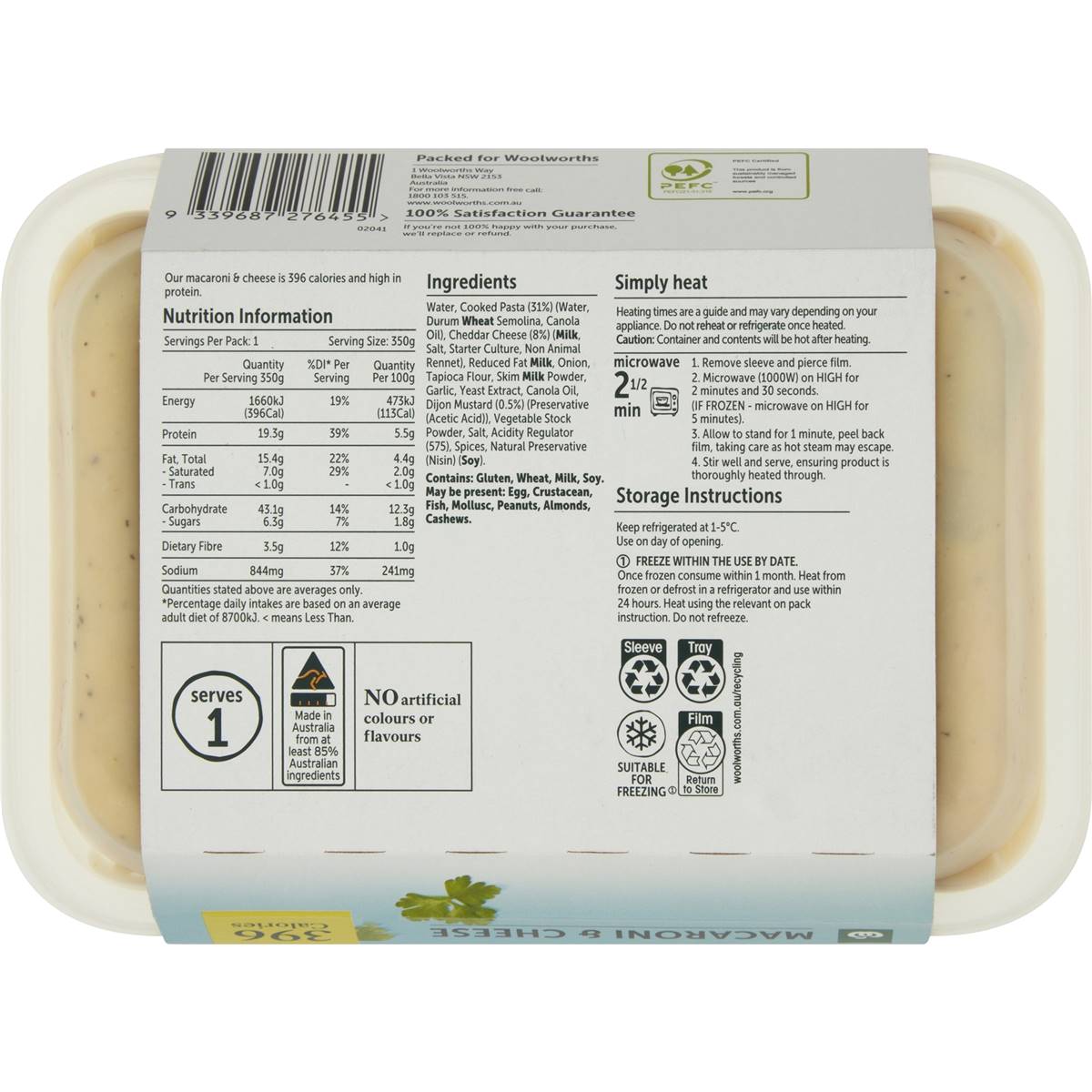 Woolworths Calorie Controlled Macaroni & Cheese 350g Woolworths