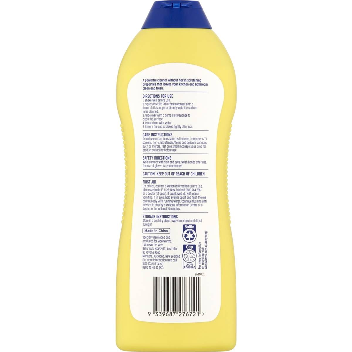 Strike Pro Cream Cleanser Lemon 500ml Woolworths