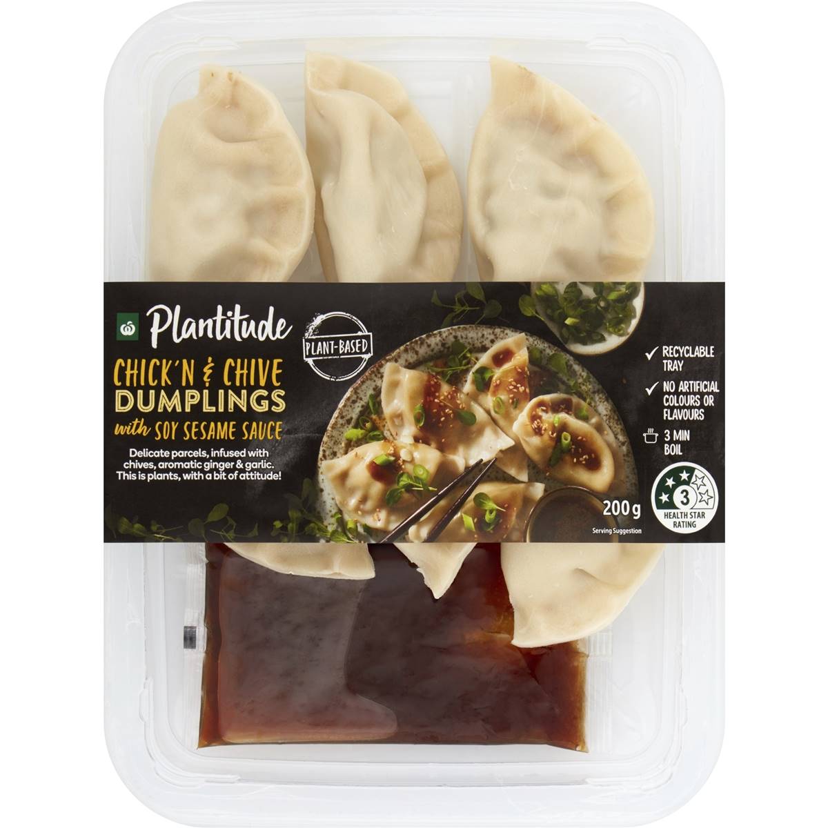 Woolworths Plantitude Meat Free Chicken & Chive Dumplings With Sauce 200g Woolworths