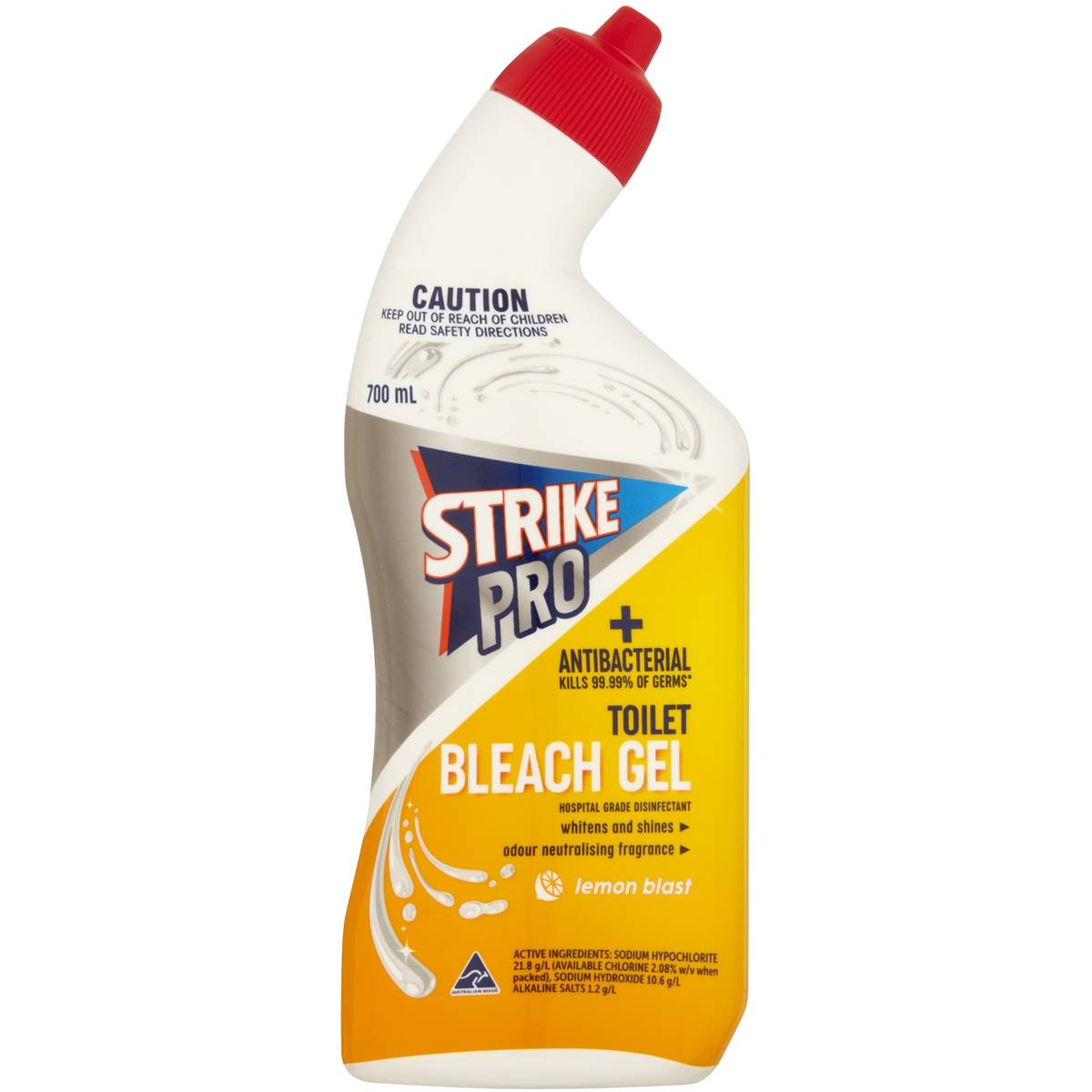 Strike Pro Antibacterial Bleach Gel Toilet Cleaner Lemon Blast 700ml ...