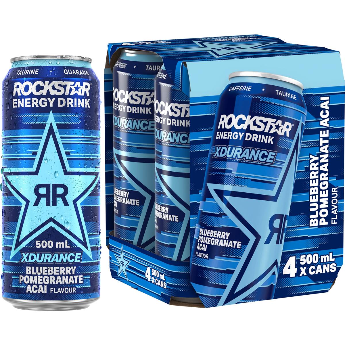 Rockstar Energy Drink Xdurance Blueberry Pomegranate Acai 500ml X4 Pack ...