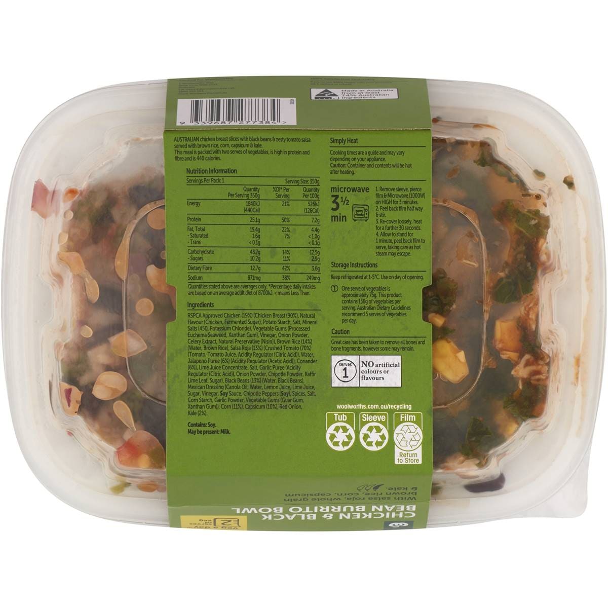 Woolworths Chicken & Black Bean Bowl With Brown Rice & Salsa Roja