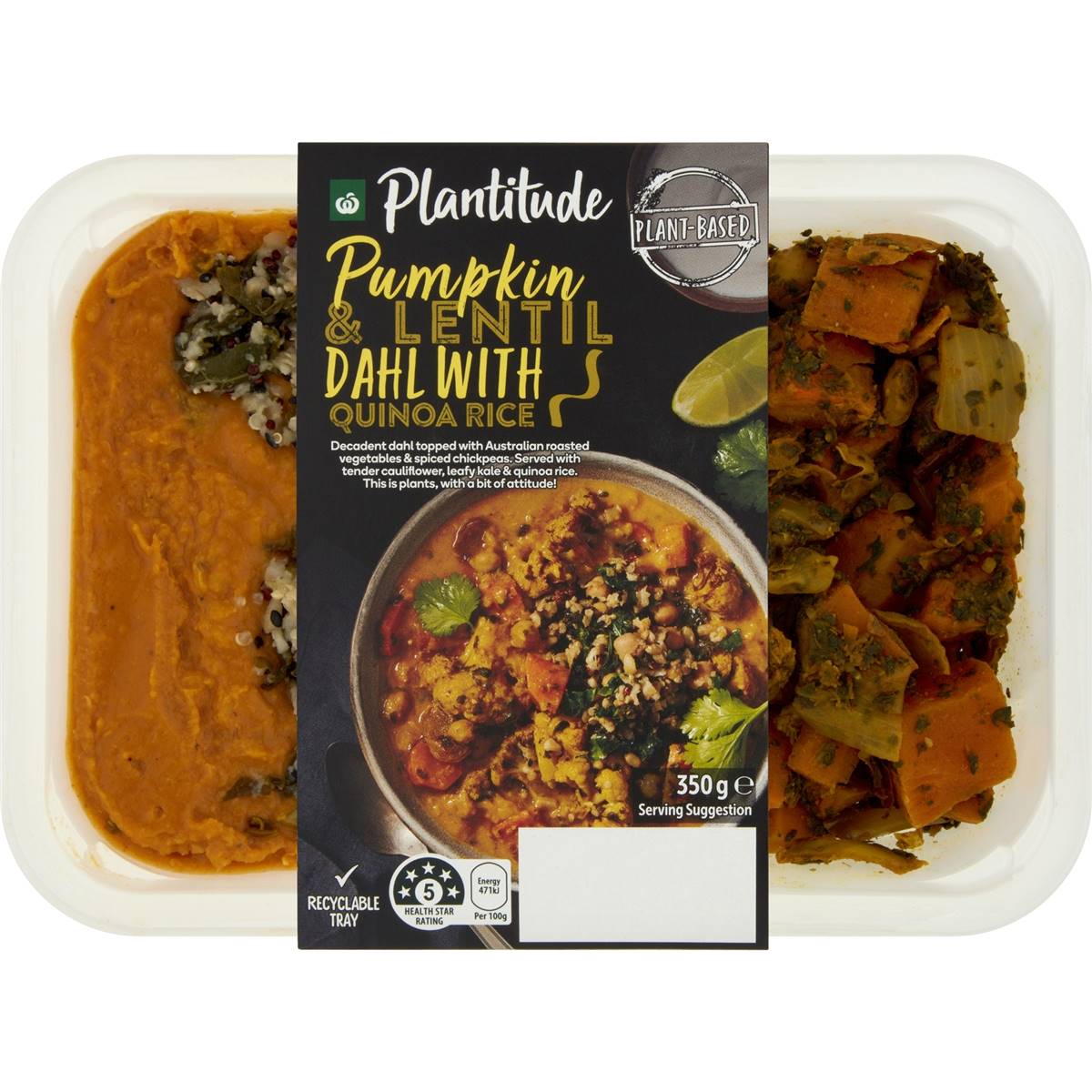 Woolworths Plantitude Pumpkin & Lentil Dahl With Quinoa Rice 350g