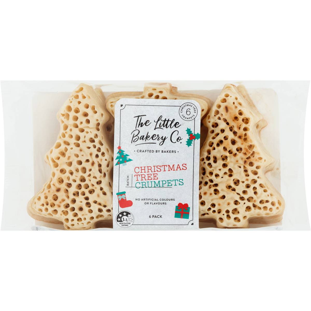 The Little Bakery Co Christmas Tree Crumpets 6 Pack Woolworths