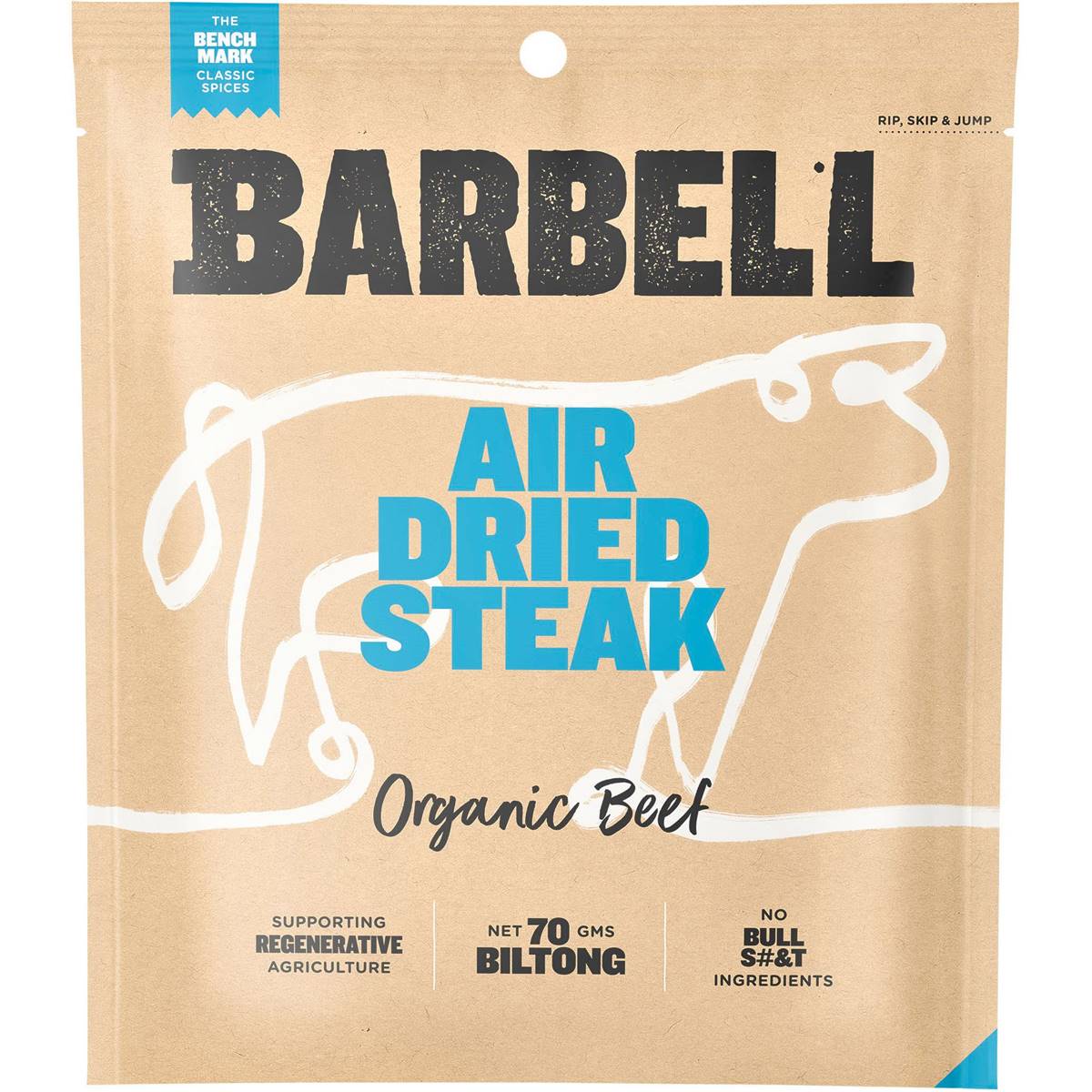 Barbell Biltong Grass Fed Beef Benchmark Classic 70g Woolworths