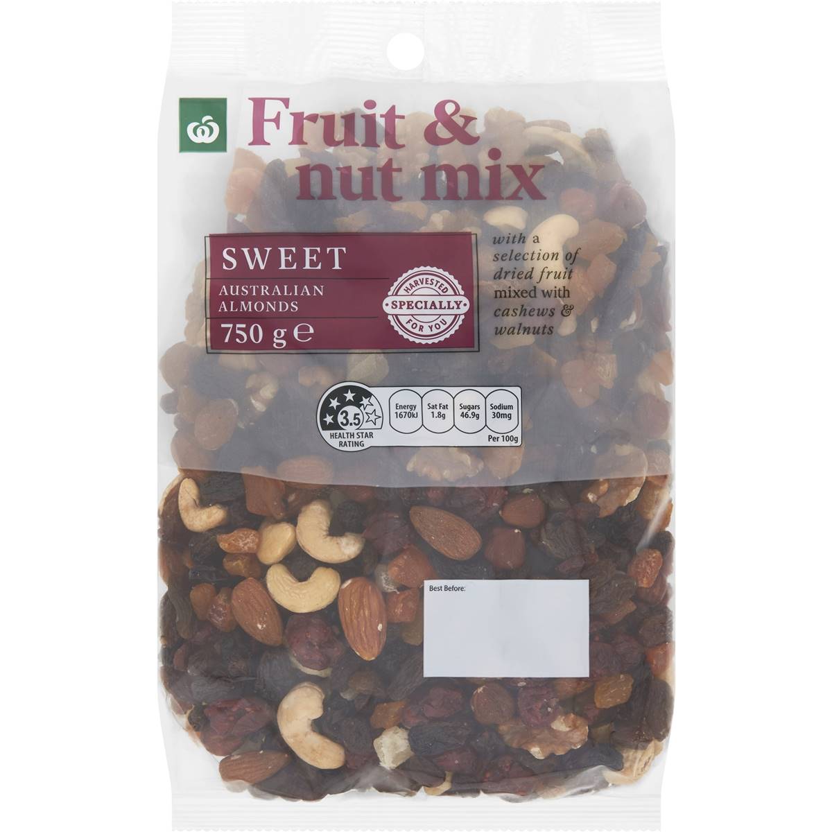 Woolworths Mixed Nuts & Fruit 750g Pack | Woolworths