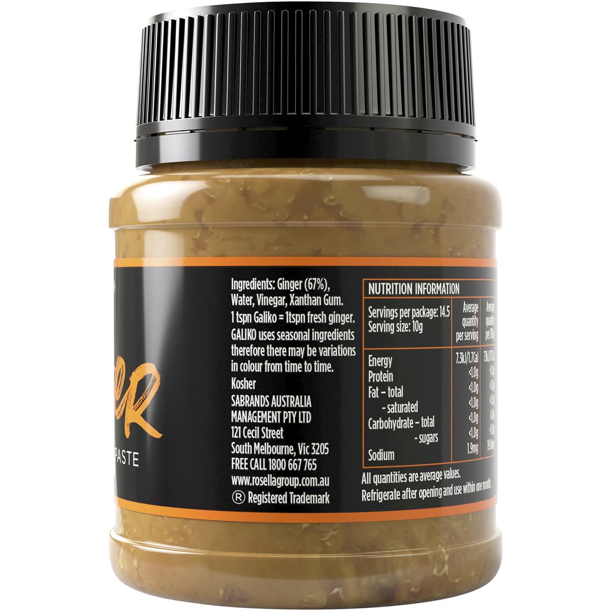 Galiko All Natural Ginger Minced Jar 145g Woolworths