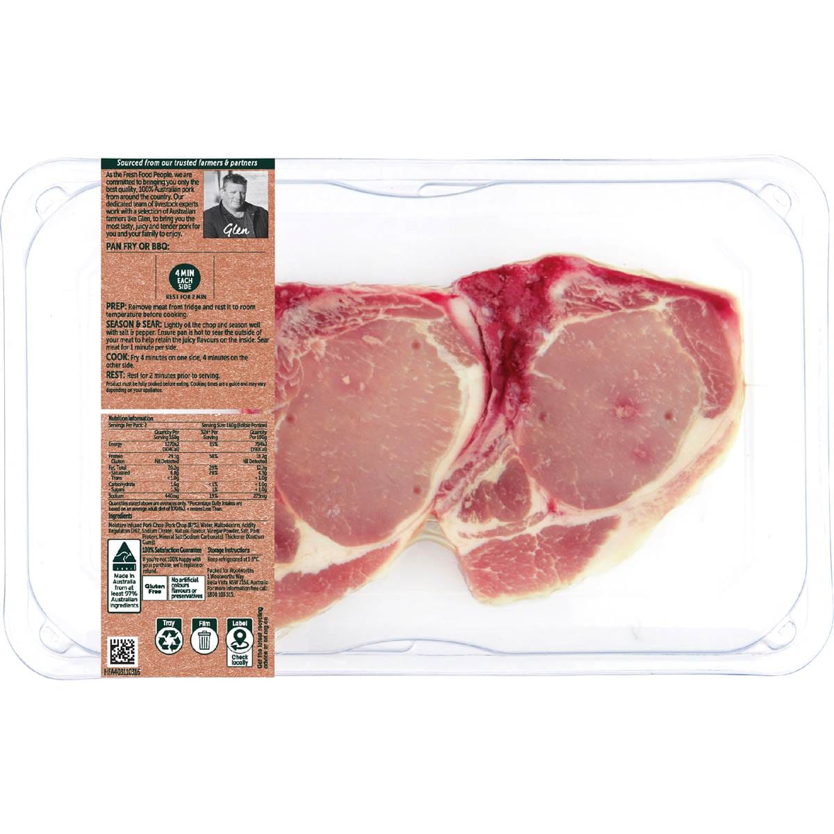 Woolworths Moisture Infused Pork Chops 400g Woolworths